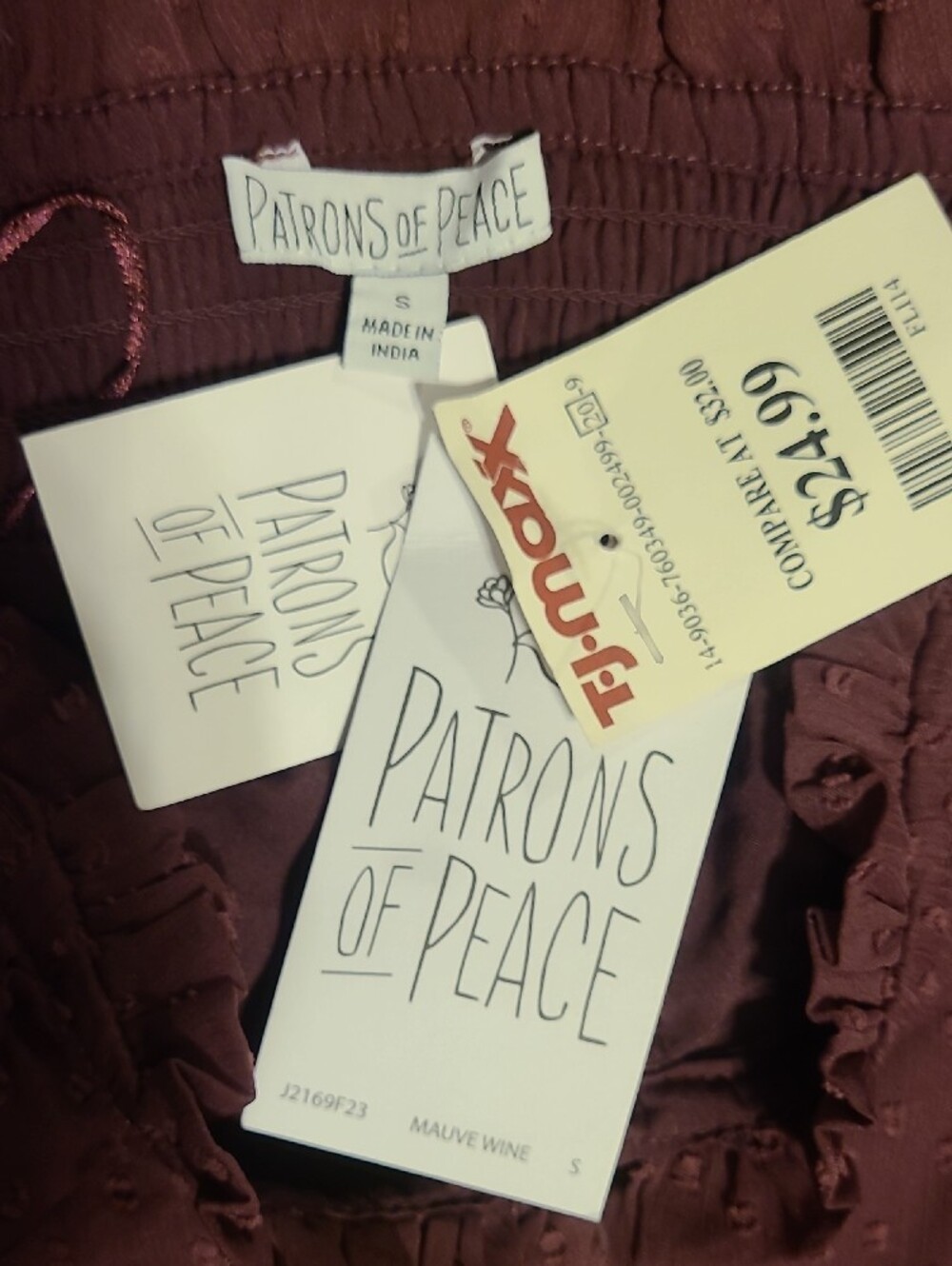 FLAWED-Patrons Of Peace Swiss Dot Burgundy Maxi - Picture 5 of 13